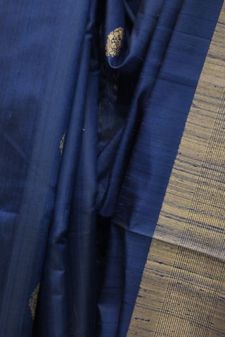 Navy Blue Raw Silk Saree - SRNBRSS326