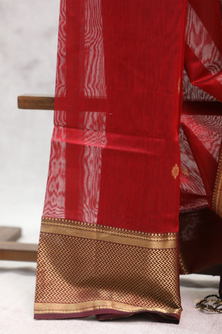 Red Silk Maheshwari Saree - SRRSMS271