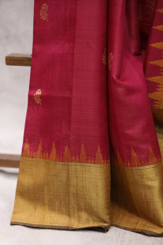 Maroon Raw Silk Saree - SRMRSS482