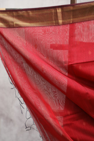 Red Silk Maheshwari Saree - SRRSMS271