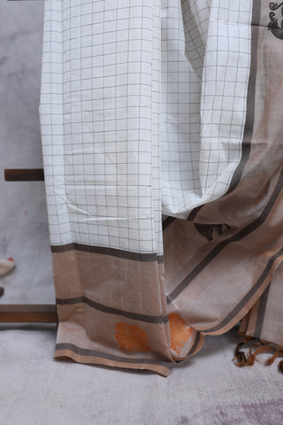 White Check Kanchi Cotton Saree-SRWKCS191