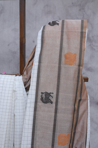 White Check Kanchi Cotton Saree-SRWKCS191