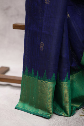 Blue Raw Silk Saree - SRBRSS474