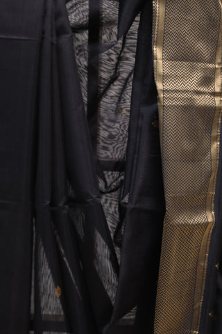 Black Silk Maheshwari Saree - SRBSMS273