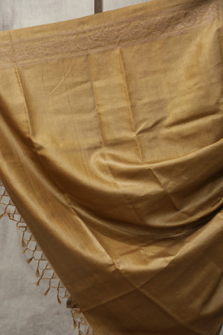 Gold Machine Embroidered Tussar Silk Saree - SRGMETSS941