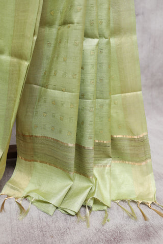 Pista Green Sequin Tussar Silk Saree - SRPGSTSS671