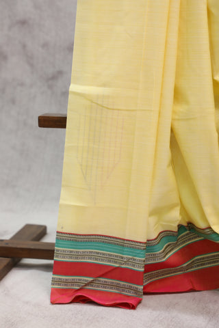 Yellow Cotton Ilkal Saree with Gayatri Bordar -SRBCIS316