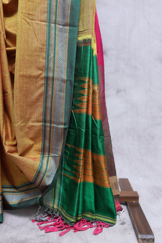 Yellow Cotton Ilkal Saree -SRYCIS344