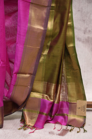 Magenta Silk Maheshwari Saree -SRMSMS205