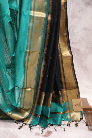 Teal Green Silk Maheshwari Saree -SRTGSMS207