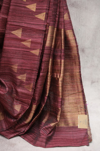 Dark Peach Raw Silk Saree - SRDPRSS558