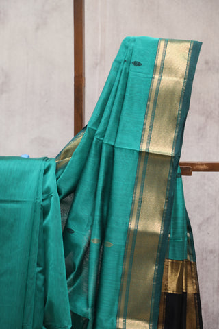 Teal Green Silk Maheshwari Saree -SRTGSMS207