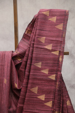 Dark Peach Raw Silk Saree - SRDPRSS558