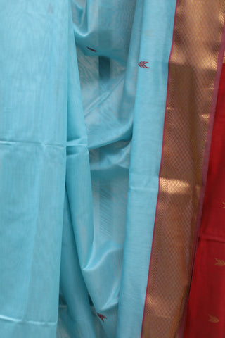 Aqua Blue Silk Maheshwari Saree -SRABSMS209