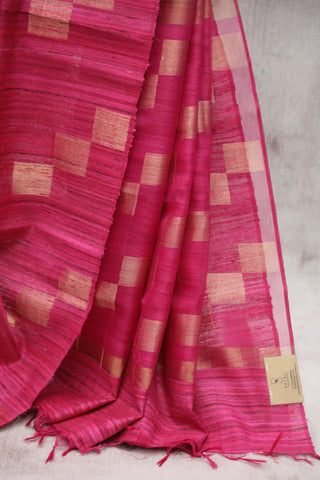 Rose Pink Raw Silk Saree - SRRPRSS593