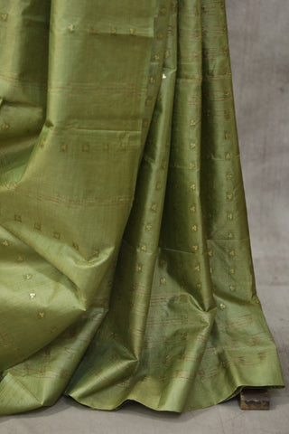 Green Sequin Tussar Silk Saree - SRGSTSS1010