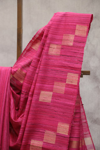 Rose Pink Raw Silk Saree - SRRPRSS593