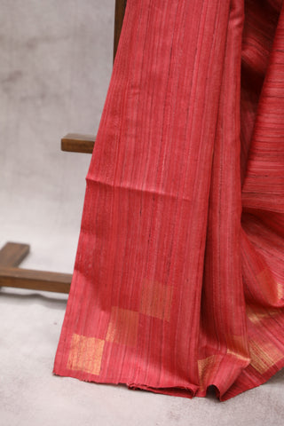 Red Raw Silk Saree - SRRRSS590