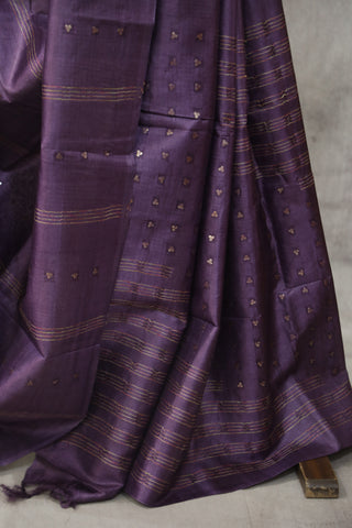 Light Violet Sequin Tussar Silk Saree - SRWSTSS1008