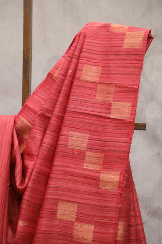 Red Raw Silk Saree - SRRRSS590