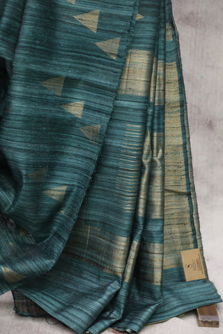 Teal Raw Silk Saree - SRTRSS559