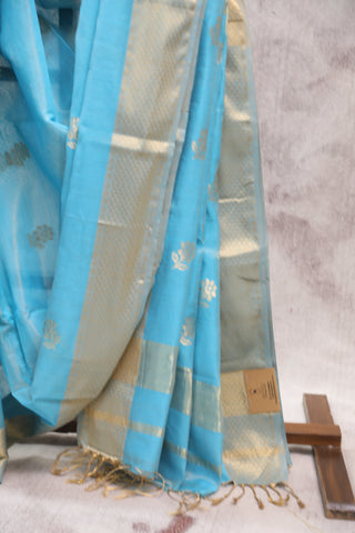 Sky Blue Maheshwari Tissue Silk Saree - SRSBMTSS214