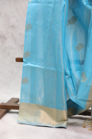 Sky Blue Maheshwari Tissue Silk Saree - SRSBMTSS214