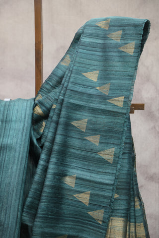 Teal Raw Silk Saree - SRTRSS559