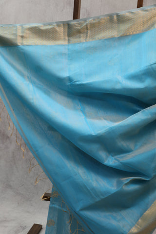 Sky Blue Maheshwari Tissue Silk Saree - SRSBMTSS214