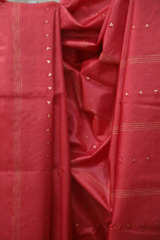 Rose Red Sequin Tussar Silk Saree - SRRRSTSS1005