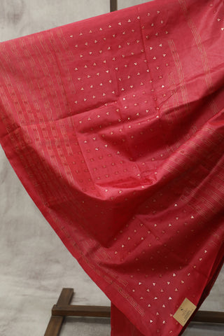 Rose Red Sequin Tussar Silk Saree - SRRRSTSS1005