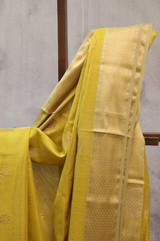 Mustard Yellow Maheshwari Tissue Silk Saree - SRMYMTSS218