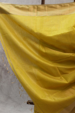 Mustard Yellow Maheshwari Tissue Silk Saree - SRMYMTSS218