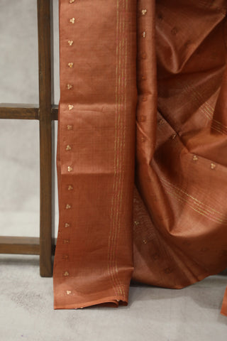 Copper Sequin Tussar Silk Saree - SRWSTSS1004