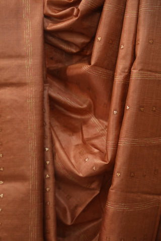 Copper Sequin Tussar Silk Saree - SRWSTSS1004