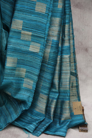 Teal Blue Raw Silk Saree - SRTBRSS591