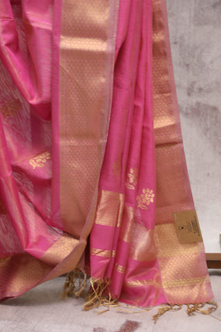 Pink Maheshwari Tissue Silk Saree - SRPMTSS215