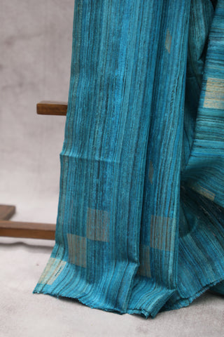 Teal Blue Raw Silk Saree - SRTBRSS591