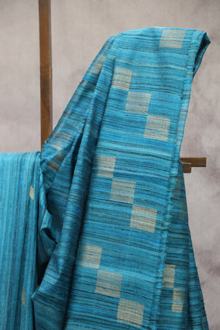 Teal Blue Raw Silk Saree - SRTBRSS591