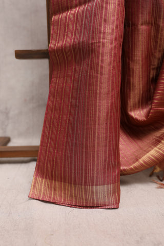 Rose Pink Tissue Tussar Silk Saree-SRRPTTSS111