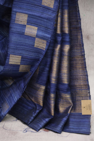 Blue Raw Silk Saree - SRBRSS573