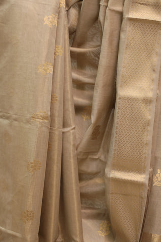 Khaki Maheshwari Tissue Silk Saree - SRKMTSS216