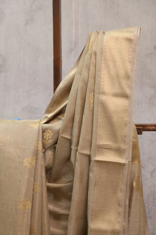 Khaki Maheshwari Tissue Silk Saree - SRKMTSS216