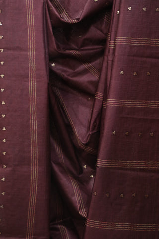 Wine Sequin Tussar Silk Saree - SRWSTSS1001