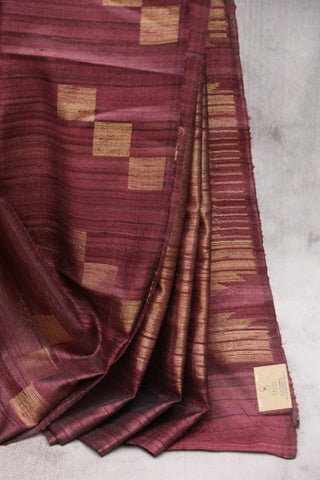 Dark Peach Raw Silk Saree - SRDPRSS571