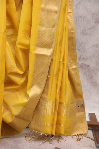 Yellow Maheshwari Tissue Silk Saree - SRYMTSS217