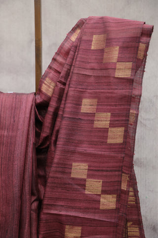 Dark Peach Raw Silk Saree - SRDPRSS571