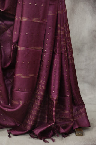 Purple Sequin Tussar Silk Saree - SRPSTSS1002