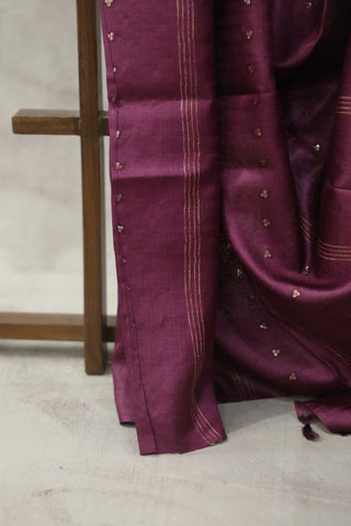 Purple Sequin Tussar Silk Saree - SRPSTSS1002