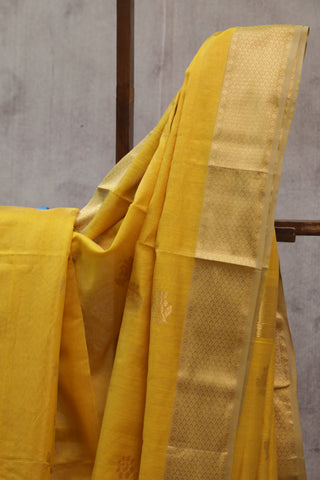 Yellow Maheshwari Tissue Silk Saree - SRYMTSS217